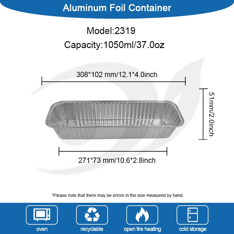 직사각형 베이킹 바베큐 실버 알루미늄 호일 용기