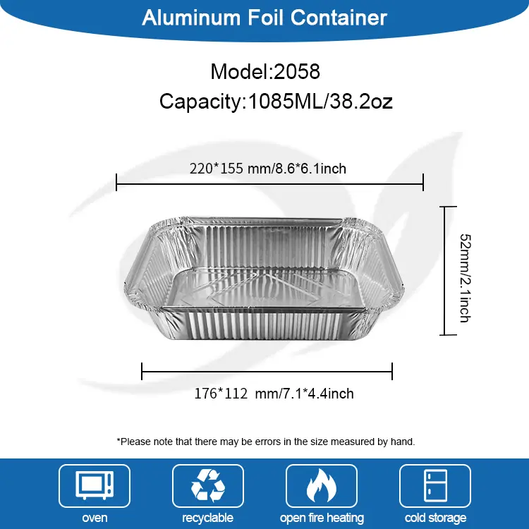 일회용 바베큐 도시락 실버 알루미늄 호일 컨테이너