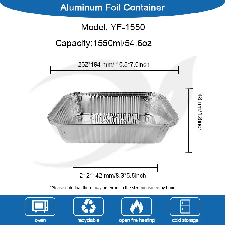 직사각형 테이크 아웃 바베큐 실버 알루미늄 호일 용기