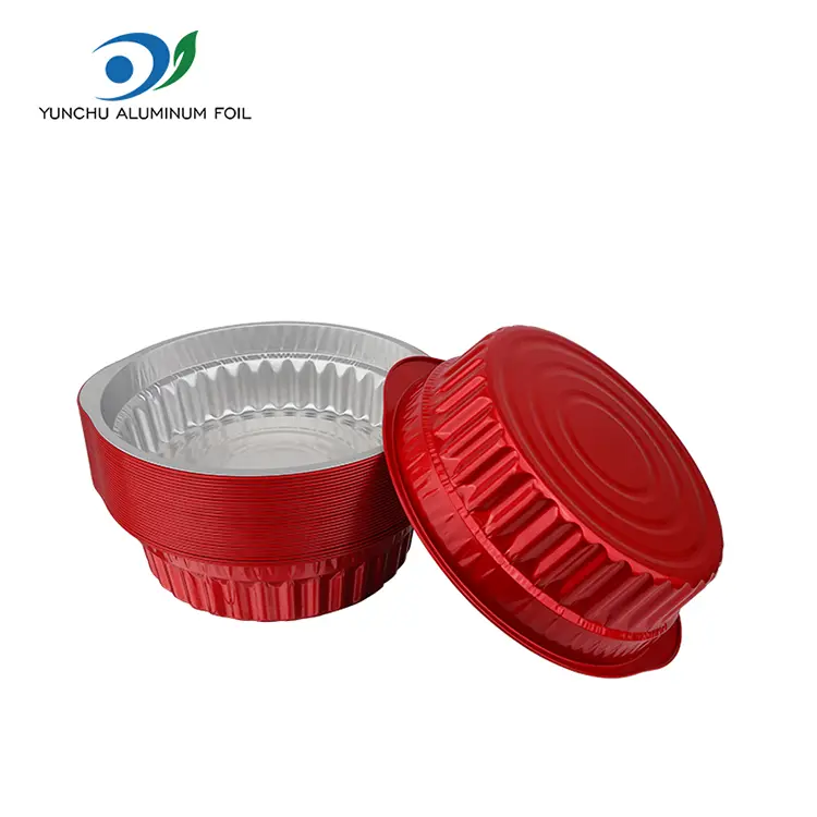일회용 핫 포트 냄비 및 팬 레드 알루미늄 호일 용기