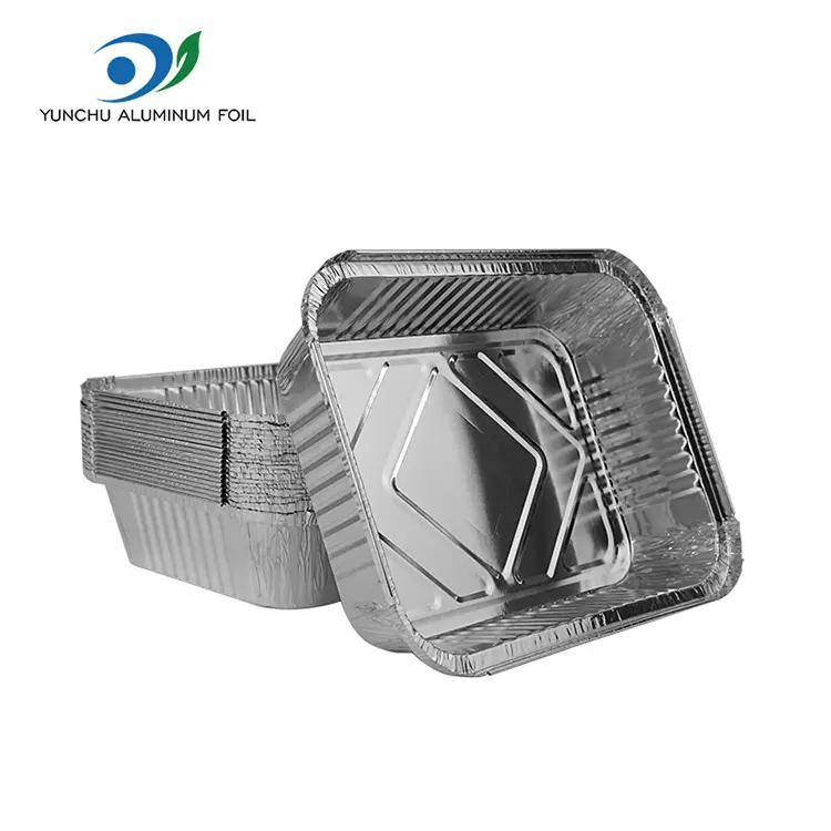 직사각형 테이크 아웃 바베큐 실버 알루미늄 호일 용기