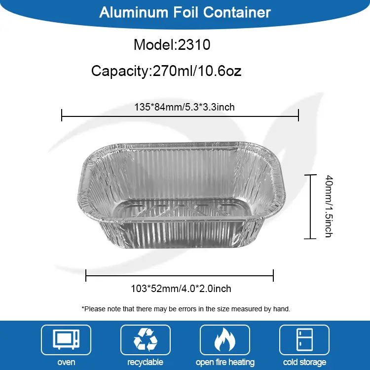 사각형 에어 프라이어 케이터링 실버 알루미늄 호일 컨테이너