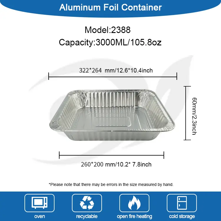 직사각형 테이크 아웃 칠면조 판은 알루미늄 호일 용기