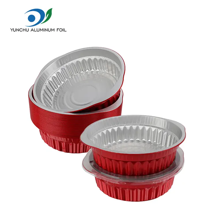 일회용 핫 포트 냄비 및 팬 레드 알루미늄 호일 용기