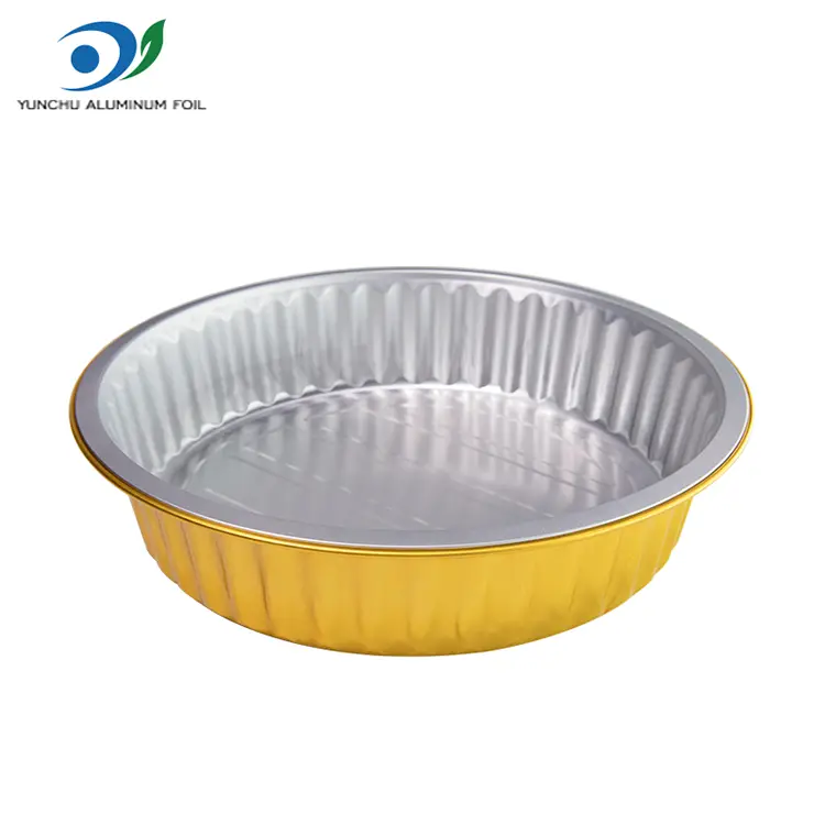 일회용 바베큐 트레이 황금 라운드 알루미늄 호일 용기