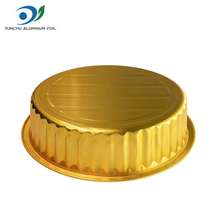 일회용 바베큐 트레이 황금 라운드 알루미늄 호일 용기