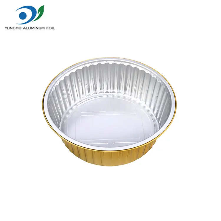 일회용 바베큐 트레이 황금 라운드 알루미늄 호일 용기