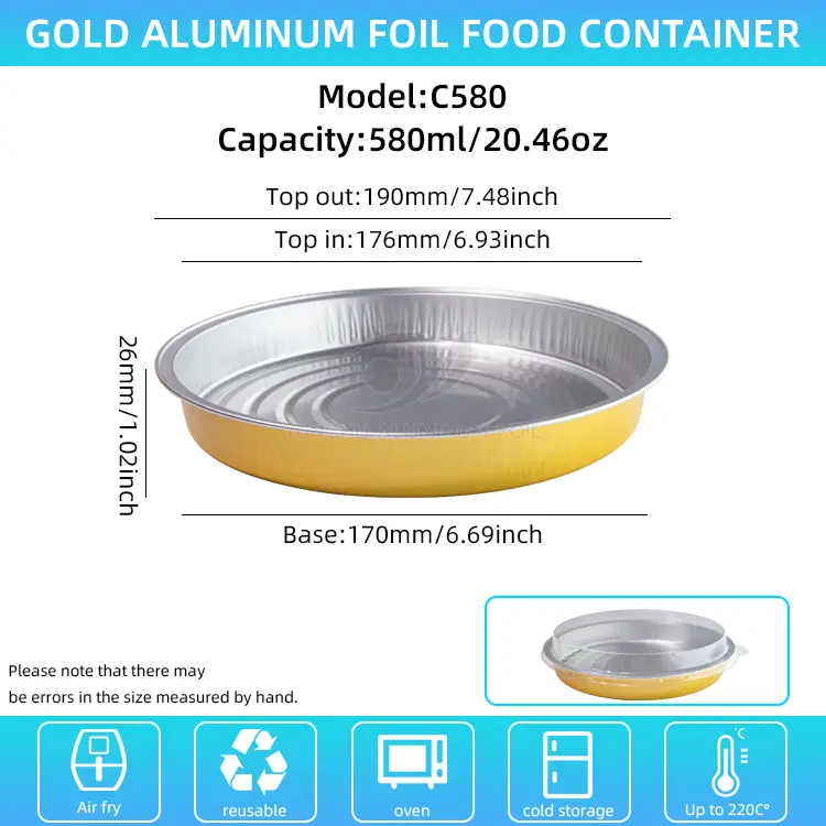 일회용 베이킹 라운드 알루미늄 호일 용기