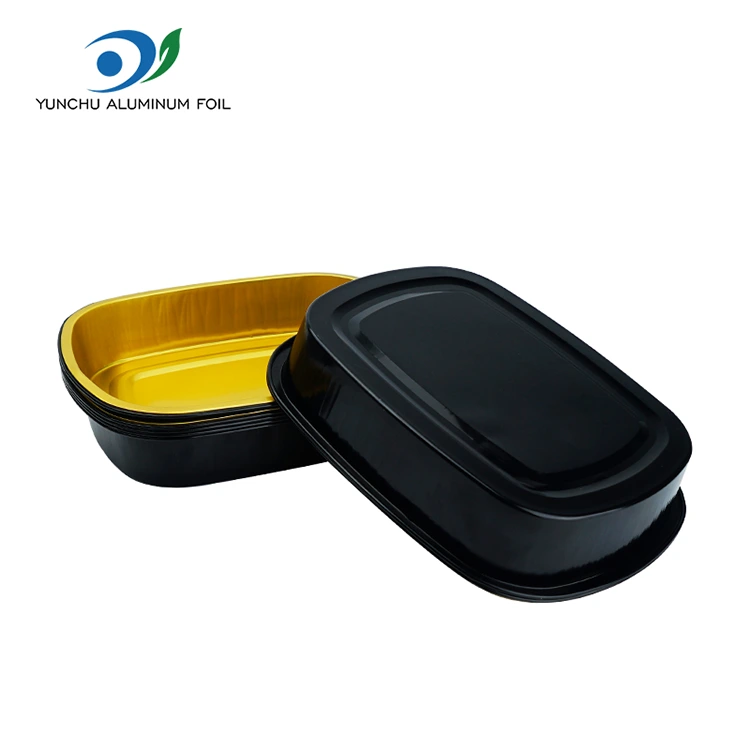 일회용 블랙 골드 케이터링 직사각형 알루미늄 호일 용기