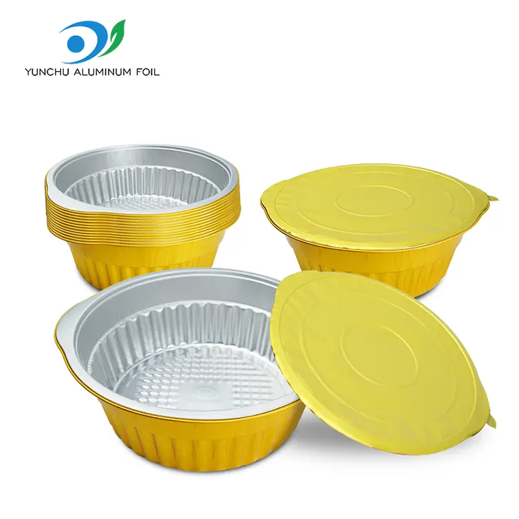 일회용 캠핑 황금 라운드 알루미늄 호일 용기