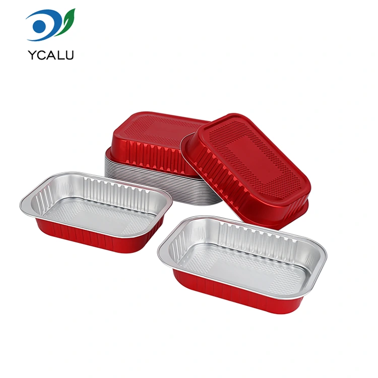 일회용 케이터링 씰 빨간색 사각형 알루미늄 호일 용기