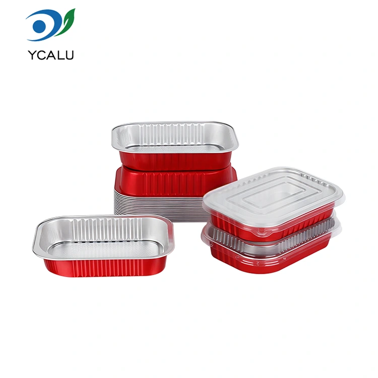 일회용 케이터링 씰 빨간색 사각형 알루미늄 호일 용기