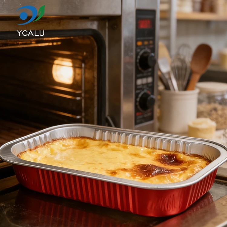 일회용 케이터링 씰 빨간색 사각형 알루미늄 호일 용기