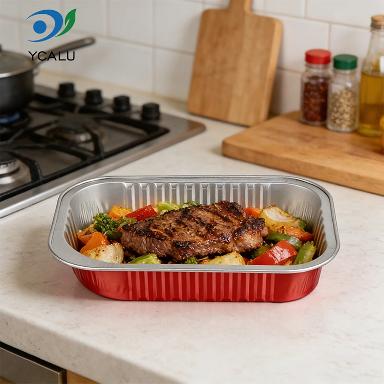 일회용 케이터링 씰 빨간색 사각형 알루미늄 호일 용기