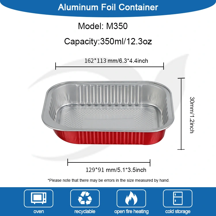 일회용 케이터링 씰 빨간색 사각형 알루미늄 호일 용기