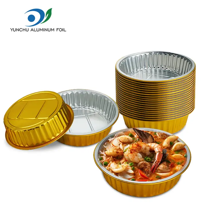 일회용 Gratin Golden Round 알루미늄 호일 용기