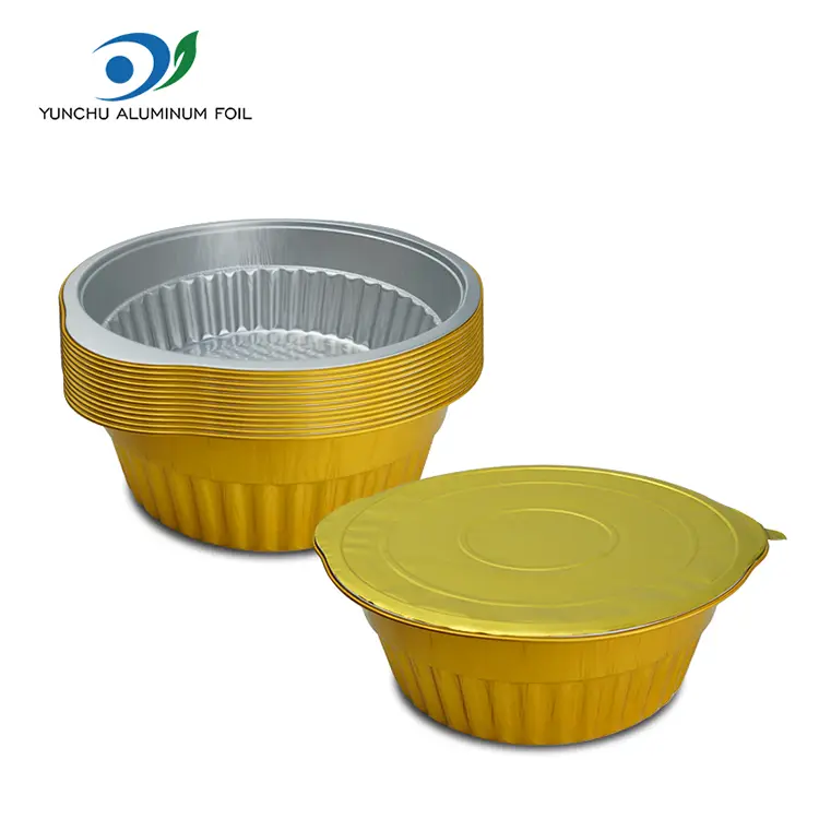 일회용 핫 포트 골든 둥근 알루미늄 호일 컨테이너