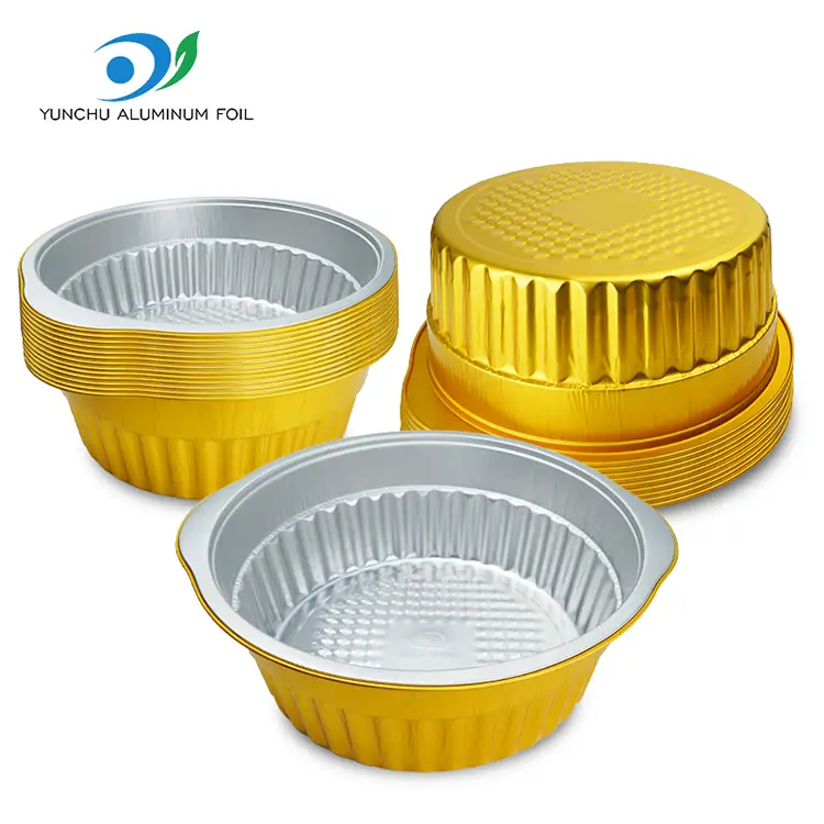 일회용 핫 포트 골든 둥근 알루미늄 호일 컨테이너
