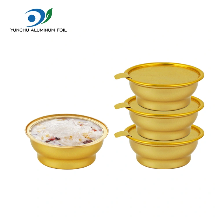 일회용 원형 테이크아웃 상자 작은 황금 그릇 알루미늄 호일 용기 일회용 원형 테이크아웃 상자 작은 황금 그릇 알루미늄 호일 용기