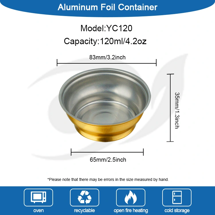 일회용 원형 테이크아웃 상자 작은 황금 그릇 알루미늄 호일 용기