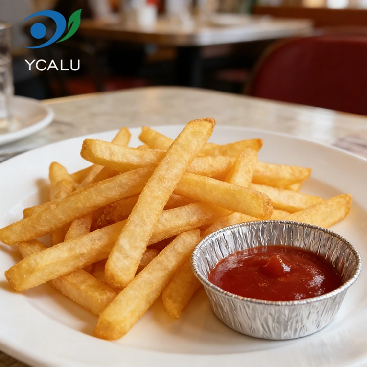 일회용 실버 라운드 딥 에어 프라이어 실버 알루미늄 호일 식품 용기