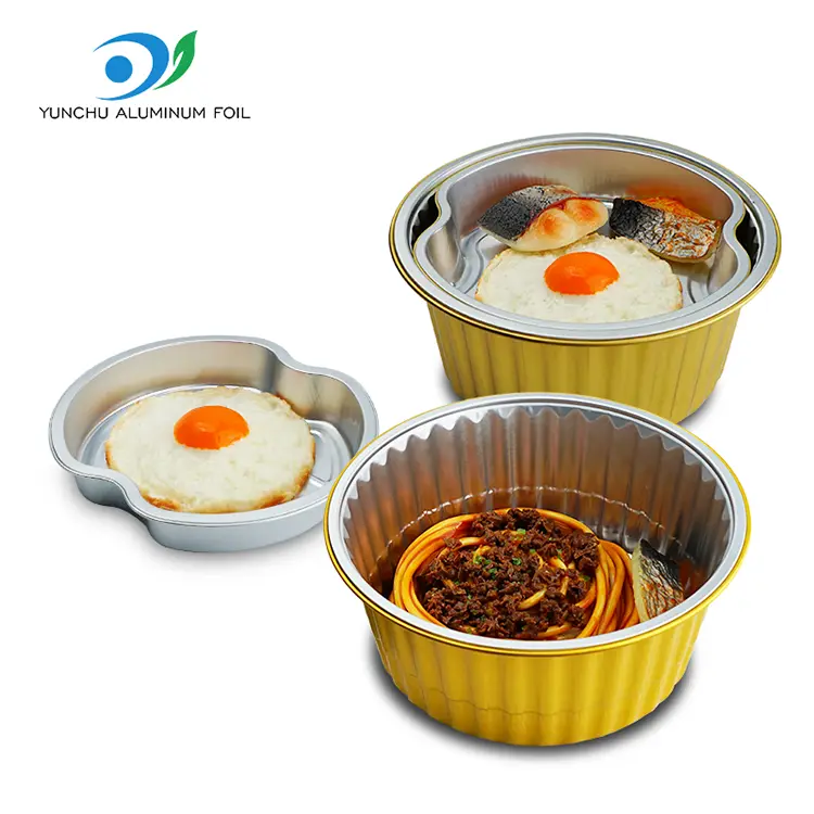 일회용 계층 테이크 아웃 둥근 알루미늄 호일 용기 일회용 계층 테이크 아웃 둥근 알루미늄 호일 용기