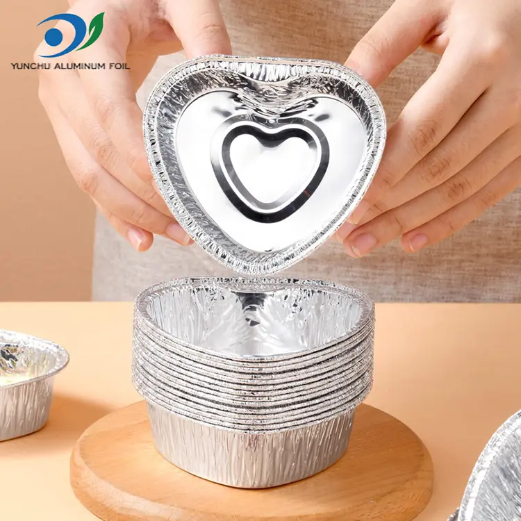 하트 모양 케이크 에어 프라이 실버 알루미늄 호일 용기
