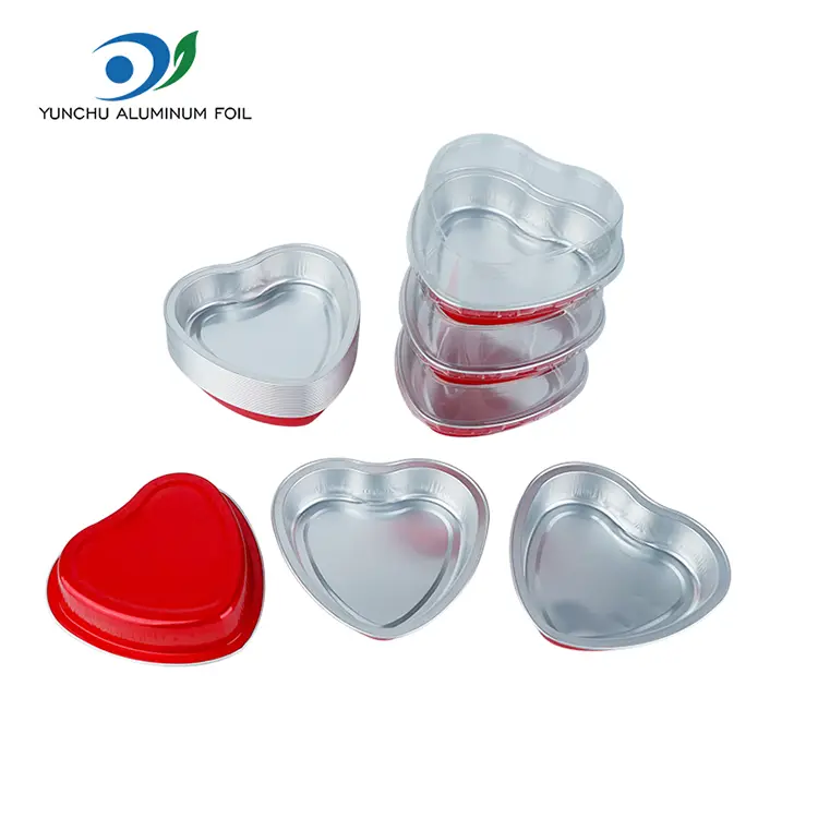 하트 모양의 케이크 베이킹 스무드 월 알루미늄 호일 용기