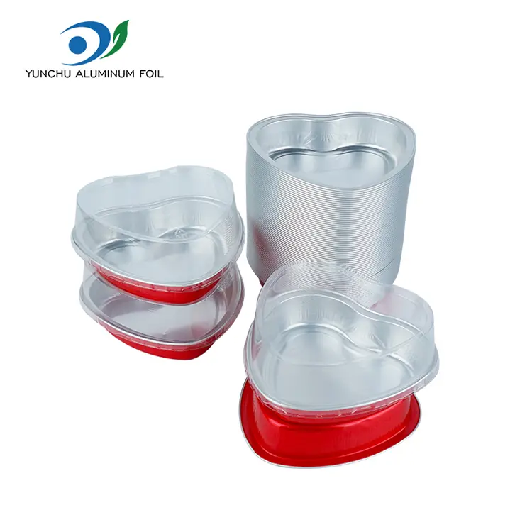 하트 모양의 케이크 베이킹 스무드 월 알루미늄 호일 용기