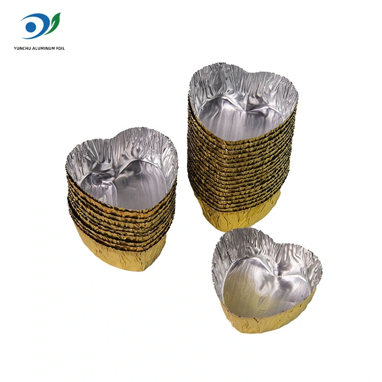 하트 모양의 미니 베이크 실버 알루미늄 호일 식품 용기