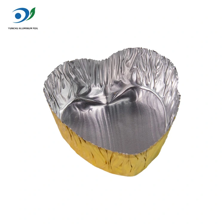 하트 모양의 미니 베이크 실버 알루미늄 호일 식품 용기