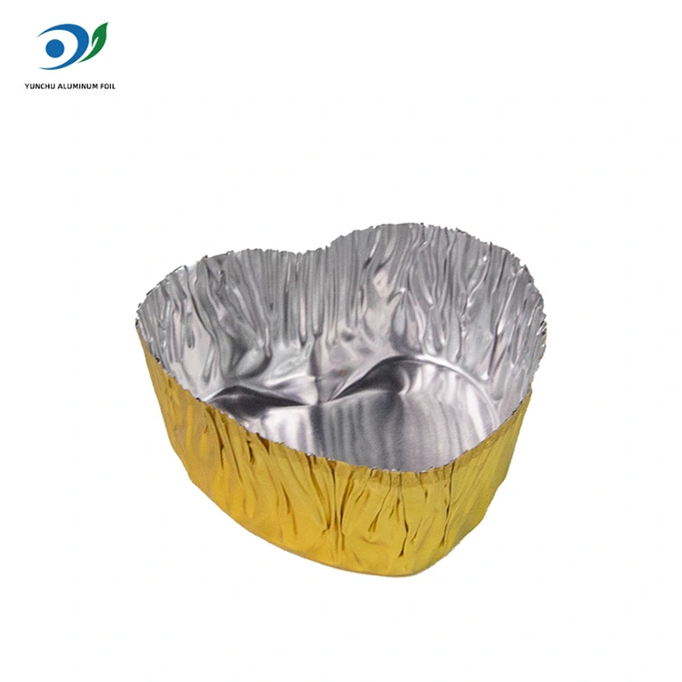 하트 모양의 미니 베이크 실버 알루미늄 호일 식품 용기