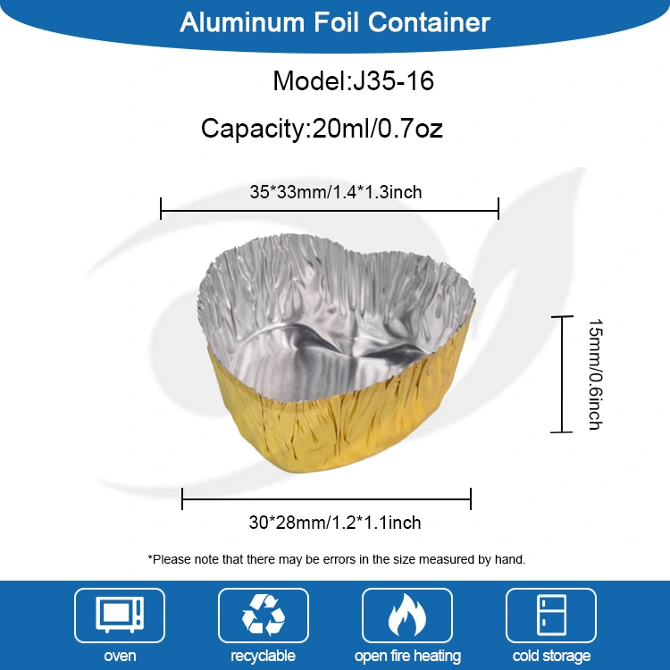 하트 모양의 미니 베이크 실버 알루미늄 호일 식품 용기