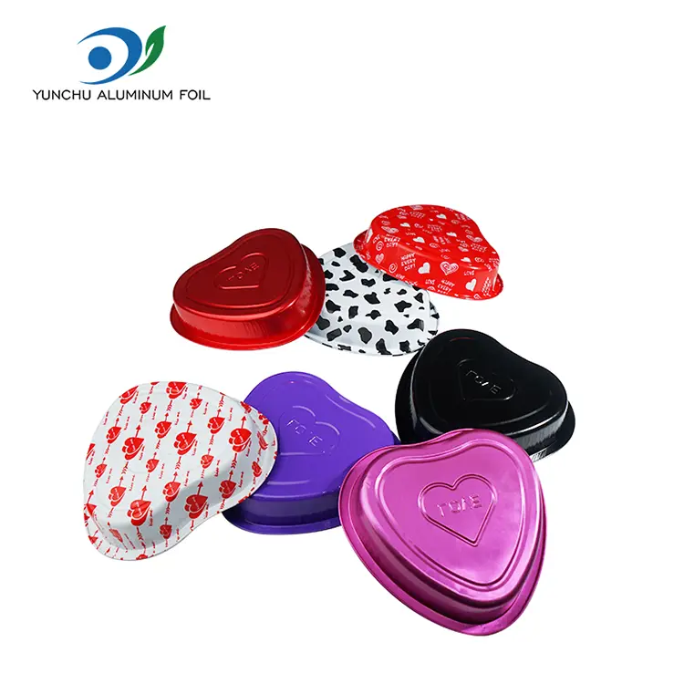 하트 모양의 생과자 베이킹 스무드 월 알루미늄 호일 용기