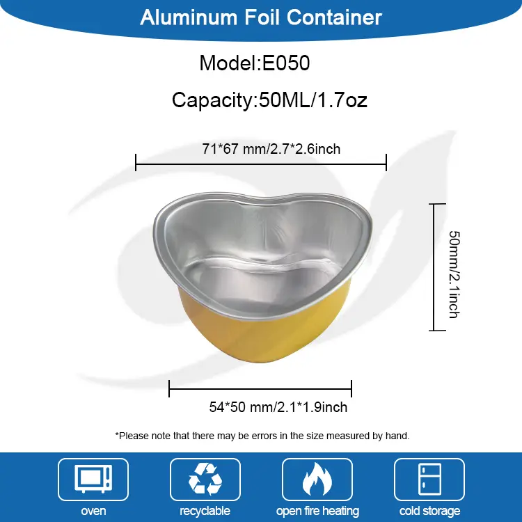 하트 모양의 로스트 스무드 월 알루미늄 호일 용기
