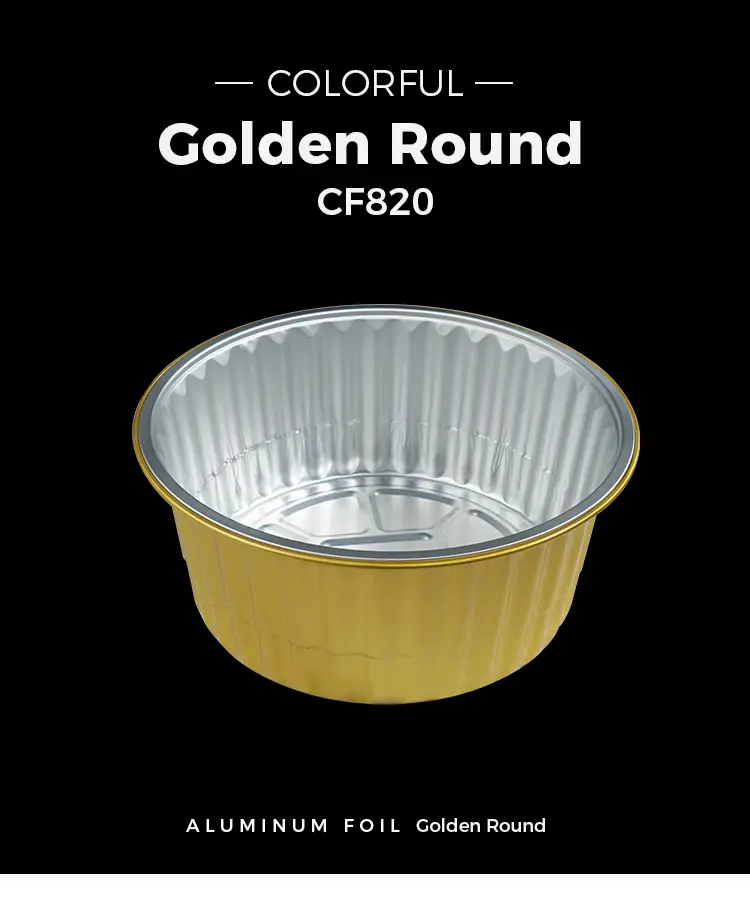 Takeaway dining Golden Round Aluminum Foil Containers