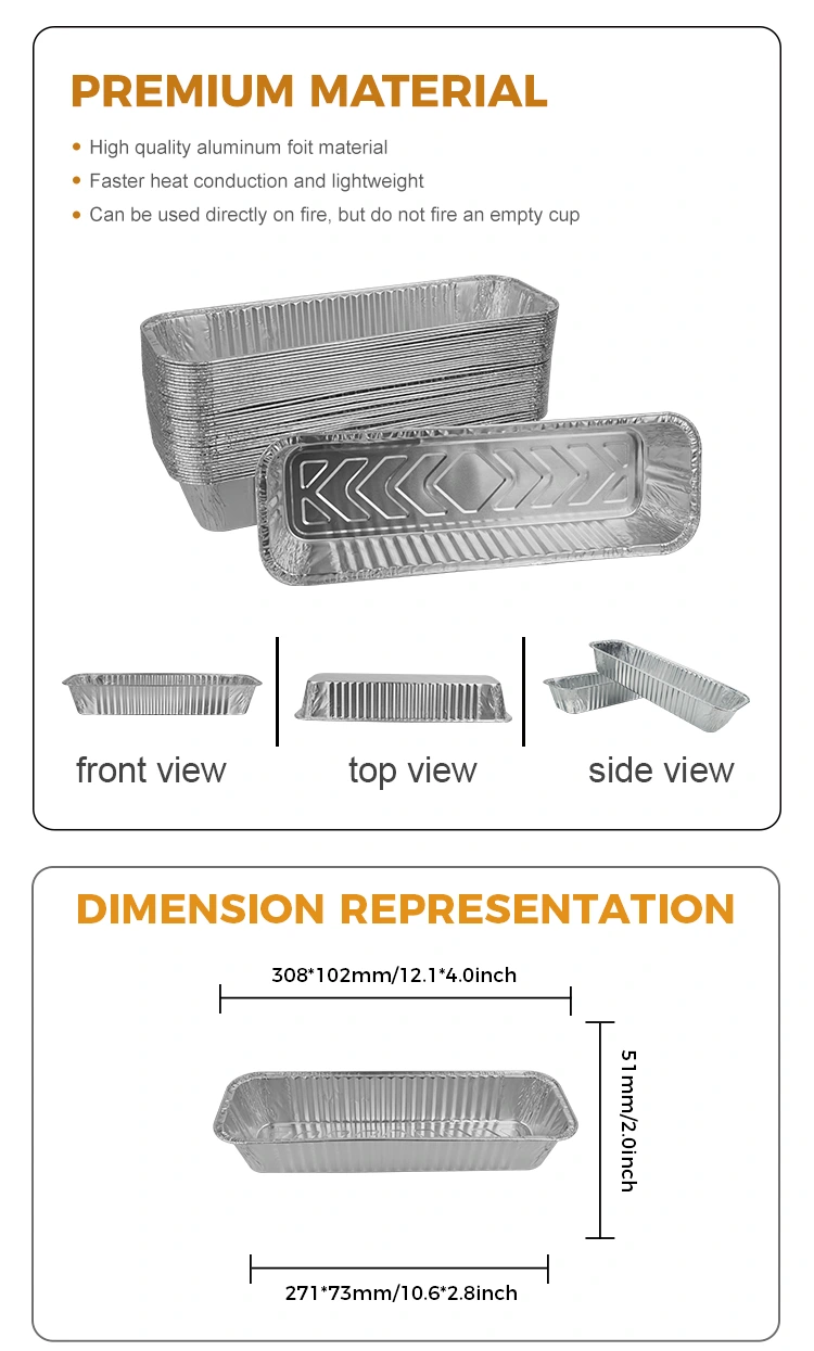 rectangular baking barbecue silver aluminum foil container