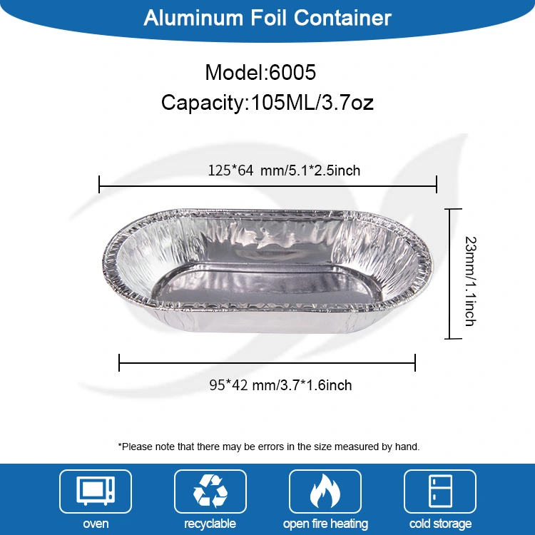 타원형 로스트 실버 알루미늄 호일 식품 용기