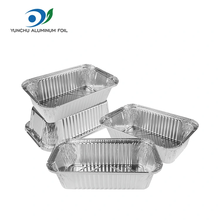 직사각형 에어 프라이어 포장 실버 알루미늄 호일 용기 직사각형 에어 프라이어 포장 실버 알루미늄 호일 용기