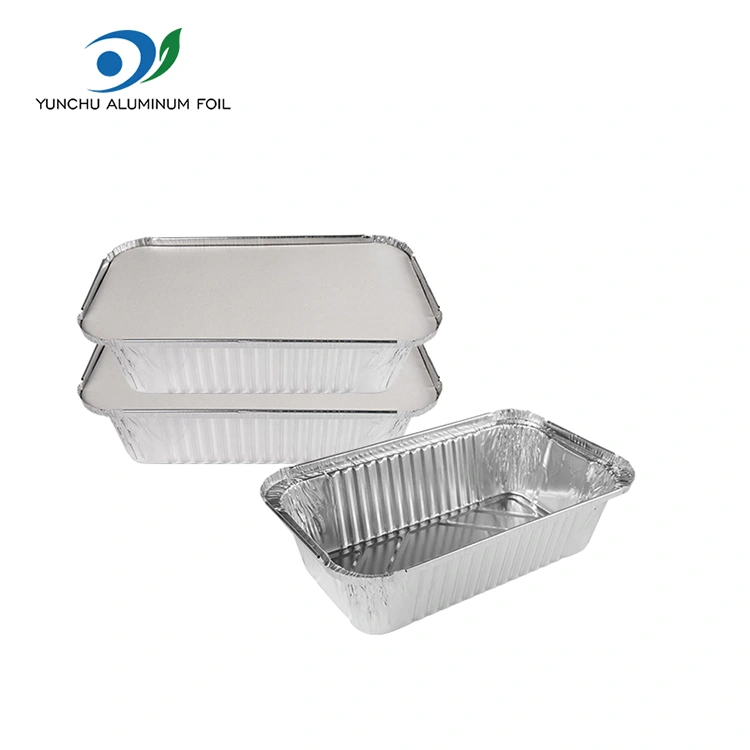 직사각형 에어 프라이어 포장 실버 알루미늄 호일 용기