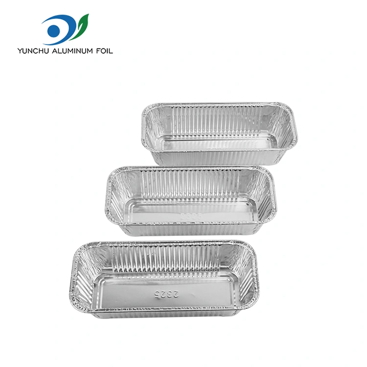 직사각형 에어 프라이어 테이크 아웨이 실버 알루미늄 호일 용기