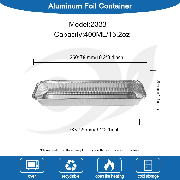 직사각형 빵 에어 프라이 실버 알루미늄 호일 용기