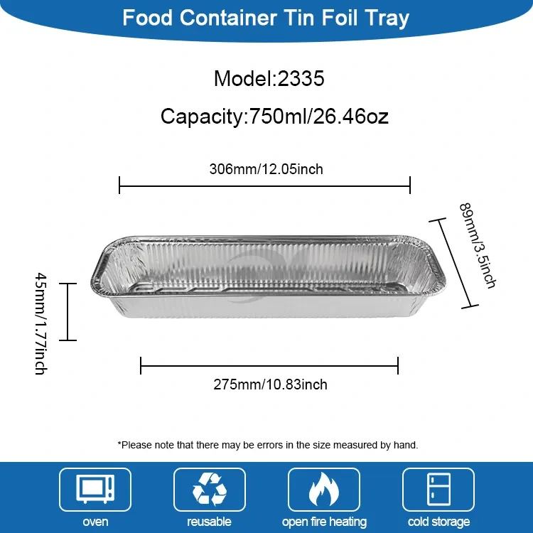 직사각형 빵 트레이 베이킹 실버 알루미늄 호일 용기