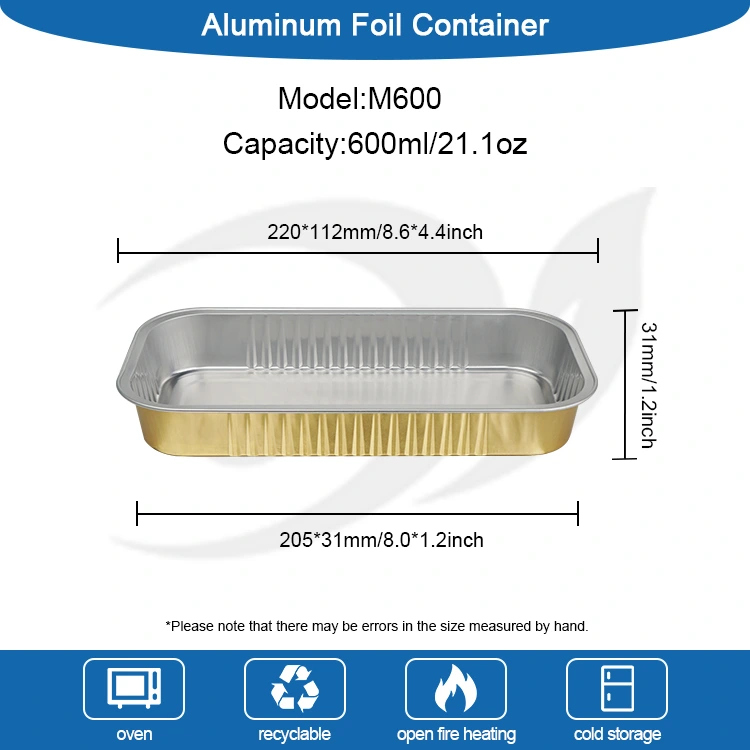 직사각형 황금 베이킹 Smoothwall 알루미늄 호일 용기