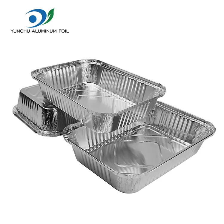 직사각형 테이크 아웃 바베큐 실버 알루미늄 호일 용기