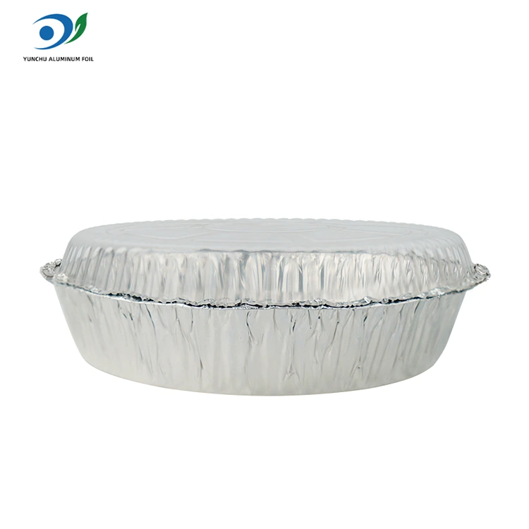 둥근 에어 프라이어 핫 포트 실버 알루미늄 호일 식품 용기