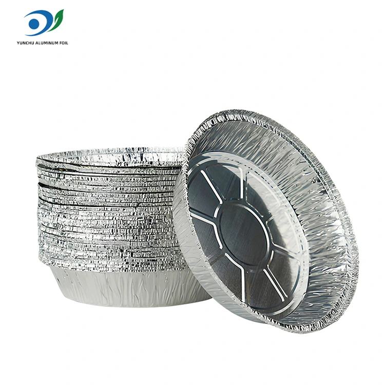 둥근 에어 프라이어 핫 포트 실버 알루미늄 호일 식품 용기