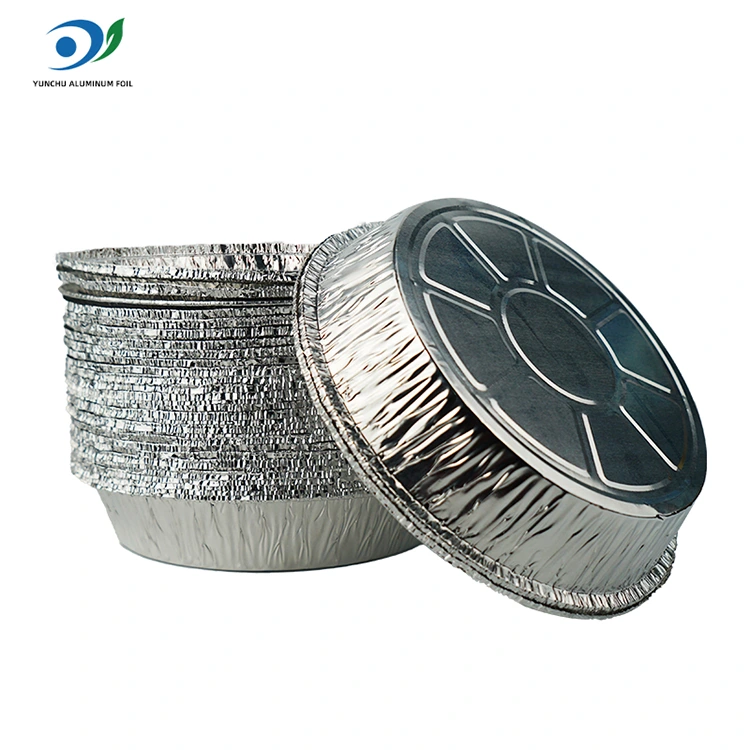 둥근 에어 프라이어 핫 포트 실버 알루미늄 호일 식품 용기