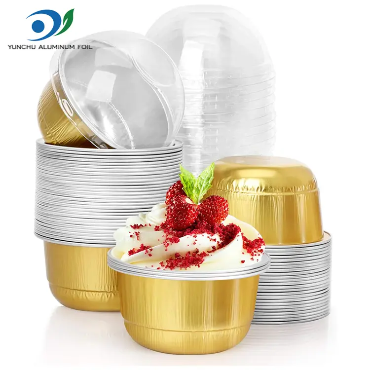 황금 알루미늄 호일 디저트 컵 -150 ml 돔 모양