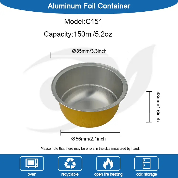 황금 알루미늄 호일 디저트 컵 -150 ml 돔 모양